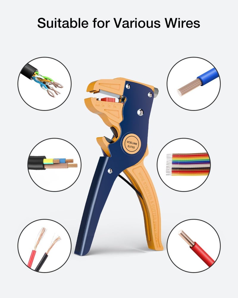 VCELINK Wire Stripper and Cutter, Professional Quick Strip Automatic Wire Stripper, 2 in 1 Adjustable Electrical Cable Wire Stripping Tool&Eagle Nose Self-Adjusting Wire Pliers (7-Inch) - Image 4