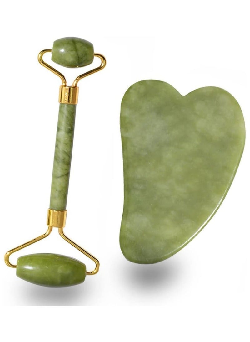 ORiTi 2 PCS   Jade Roller Massager With Facial Tool Set Assorted - Image 2