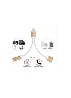 Generic 2-In-1 Lightning Adapter With Dual Lightning Audio And Charging Splitter Cable Gold  - Image 2