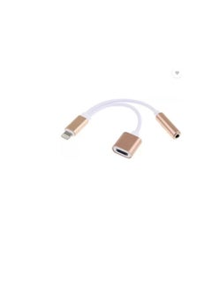 Generic 2-In-1 Lightning Adapter With Dual Lightning Audio And Charging Splitter Cable Gold  - Image 3