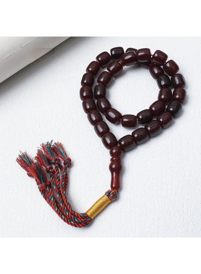 NIBEMINENT 33 Muslim Prayer Beads Black Pearl Brown Tail/12mm