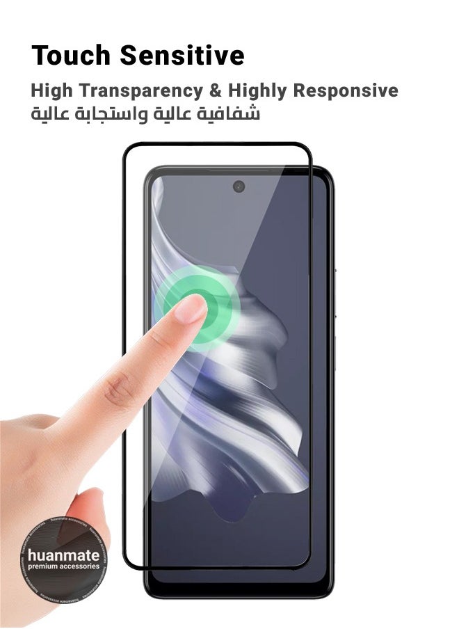 huanmate - 2 Pieces Tecno Spark 20 Screen Protector – Premium Edge to Edge Tempered Glass, High Transparency, Delicate Touch, Anti-Explosion, Smooth Arc Edges, Easy Installation - Image 1