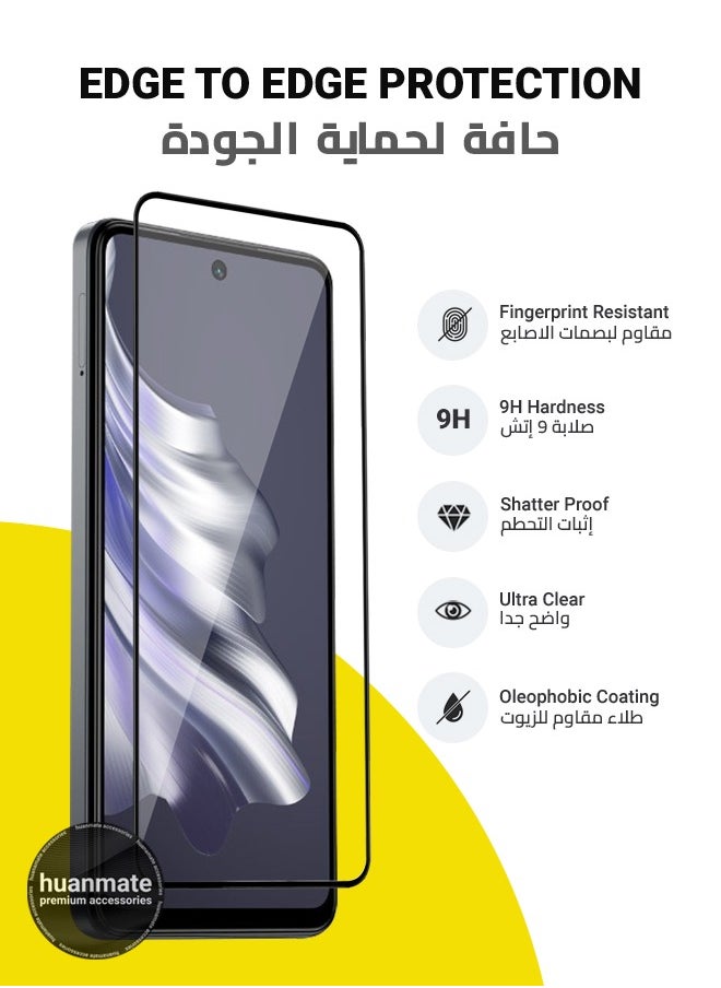 huanmate - 2 Pieces Tecno Spark 20 Screen Protector – Premium Edge to Edge Tempered Glass, High Transparency, Delicate Touch, Anti-Explosion, Smooth Arc Edges, Easy Installation - Image 1