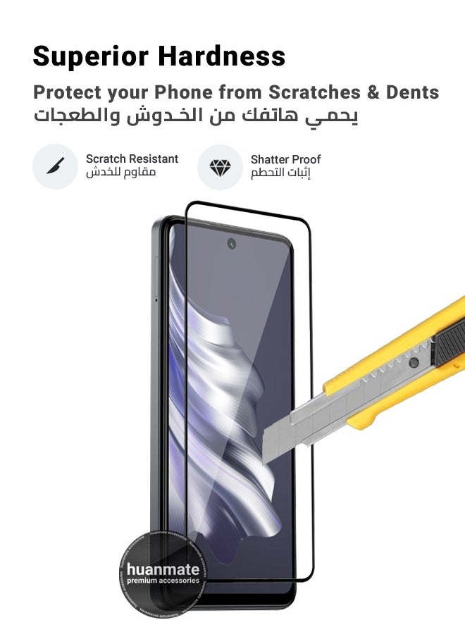 huanmate - 2 Pieces Tecno Spark 20 Screen Protector – Premium Edge to Edge Tempered Glass, High Transparency, Delicate Touch, Anti-Explosion, Smooth Arc Edges, Easy Installation - Image 1