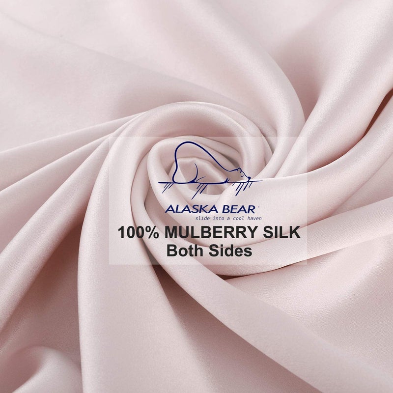 ALASKA BEAR Silk Pillowcase 200% Good Looks on You for Hair and Skin Care Soft Pillow Case with Random Color Scrunchie Gift Set Queen (1pc, Pale Pink) - Image 4