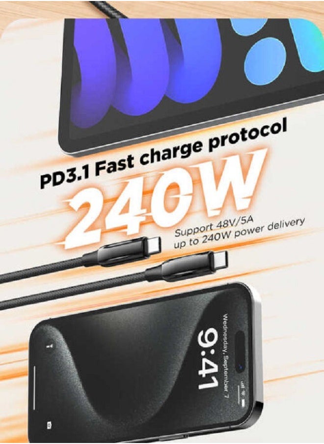 Foji - LC922c 240W High power PD3.1 Fast charge protocol E-marker chip Fast Charging Charger Data Cable 2M - Image 1
