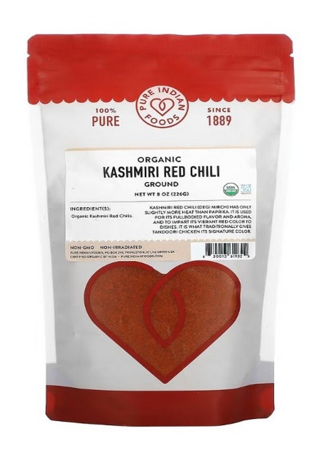 Pure Indian Foods Organic Kashmiri Red Chili Ground 8 oz 226 g  - Image 1