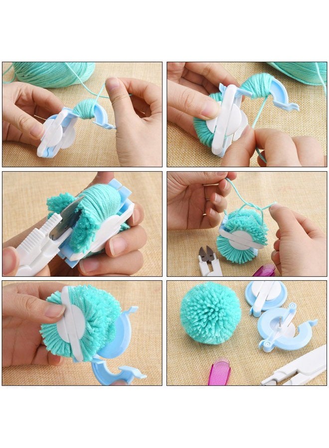 TOODOO Pom-pom Maker, 4 Different Sizes Pompom Maker Fluff Ball Weaver Needle Craft DIY Wool Knitting Craft Knitting Wool Tool Kit with Thread Cutter Scissors (Color Set A) - Image 4