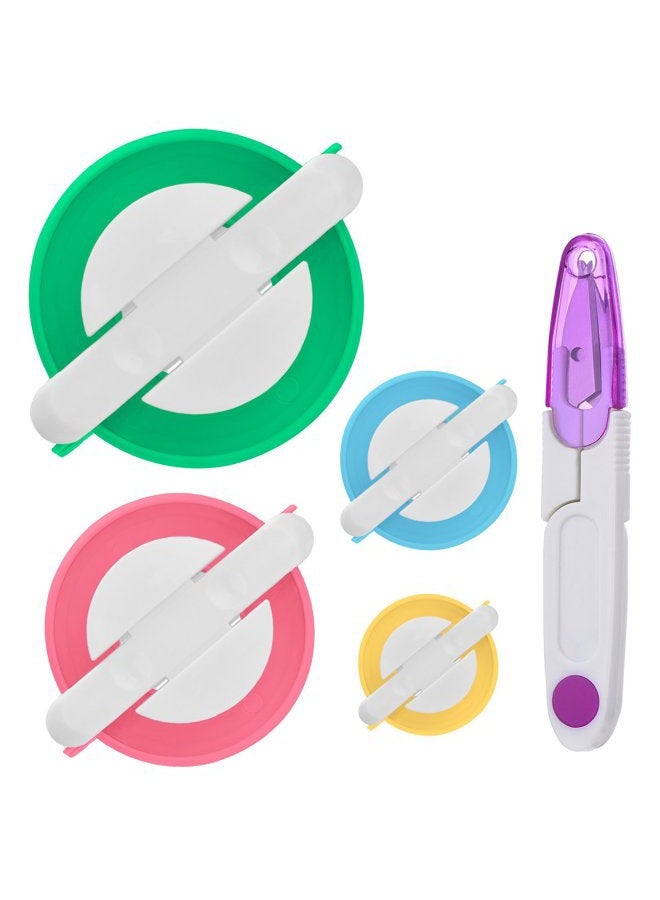 TOODOO Pom-pom Maker, 4 Different Sizes Pompom Maker Fluff Ball Weaver Needle Craft DIY Wool Knitting Craft Knitting Wool Tool Kit with Thread Cutter Scissors (Color Set A) - Image 1