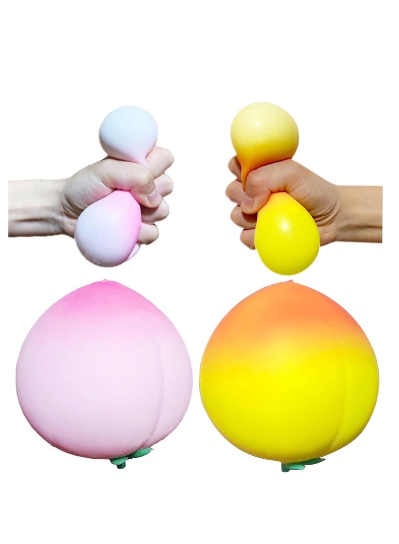 عام 2 حزمة الخوخ كرات الإجهاد ألعاب تململ الحسية ، كرة العجين اسفنجي ، كرة الإجهاد المطاط للفواكه ، كرة الإجهاد الممتعة والناعمة ، 2 ألوان ضغط الكرة لتخفيف القلق ، تحسين التركيز ، الاسترخاء - Image 1