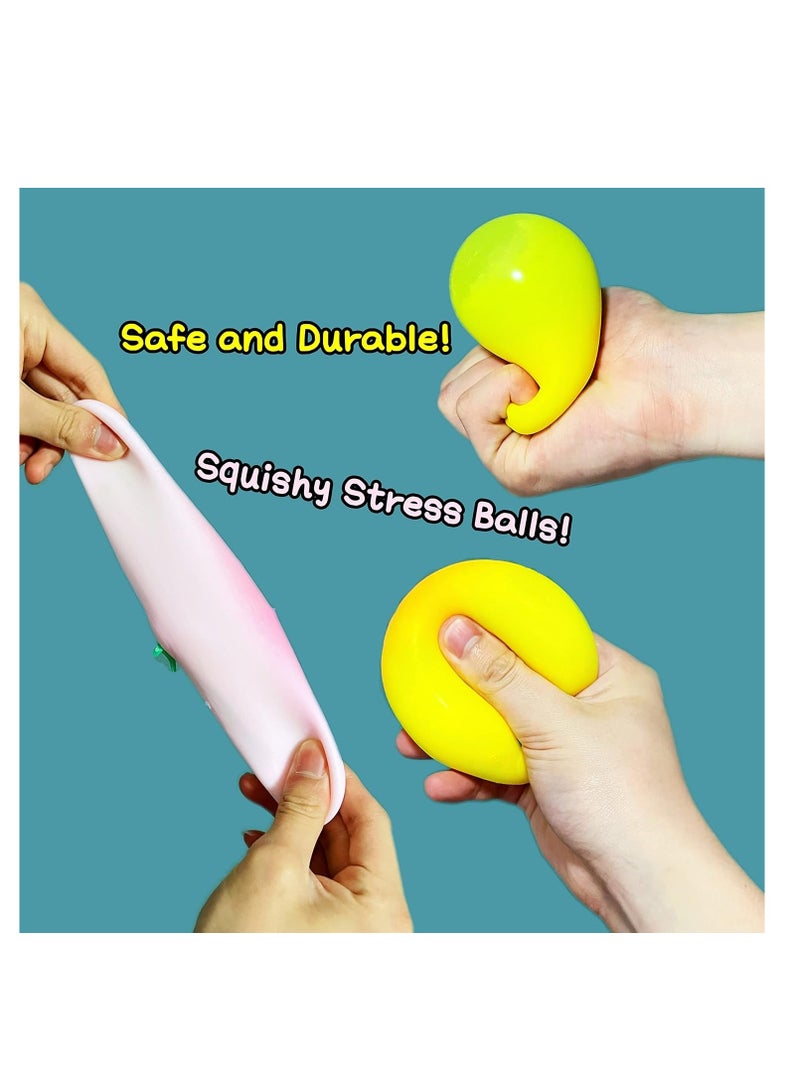عام 2 حزمة الخوخ كرات الإجهاد ألعاب تململ الحسية ، كرة العجين اسفنجي ، كرة الإجهاد المطاط للفواكه ، كرة الإجهاد الممتعة والناعمة ، 2 ألوان ضغط الكرة لتخفيف القلق ، تحسين التركيز ، الاسترخاء - Image 3