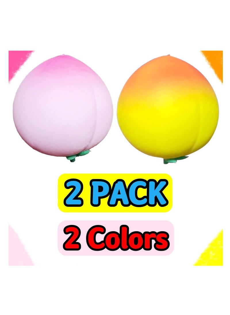 عام 2 حزمة الخوخ كرات الإجهاد ألعاب تململ الحسية ، كرة العجين اسفنجي ، كرة الإجهاد المطاط للفواكه ، كرة الإجهاد الممتعة والناعمة ، 2 ألوان ضغط الكرة لتخفيف القلق ، تحسين التركيز ، الاسترخاء - Image 5