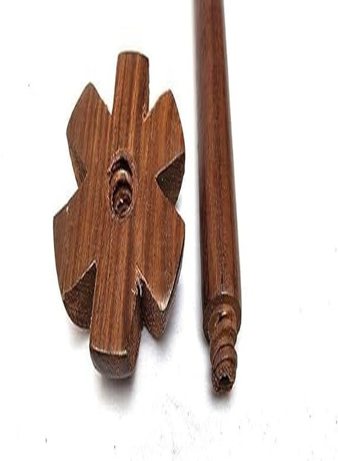 LUXCKY Round Wooden Masher Whisk Beater, Wooden Mathani, Ravai, Ravi, Churner Mixer, Butter Milk Churner - Image 3