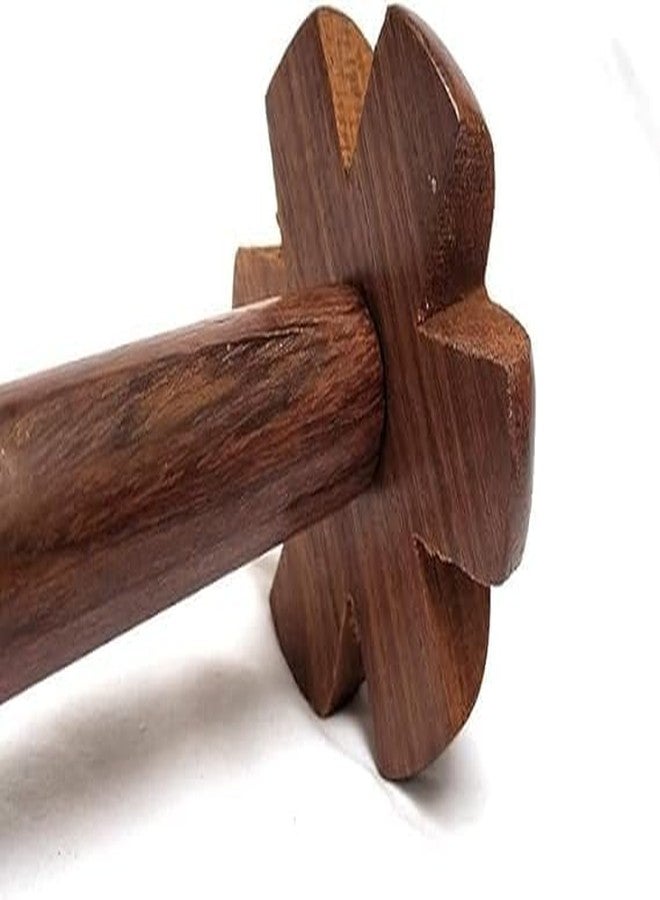 LUXCKY Round Wooden Masher Whisk Beater, Wooden Mathani, Ravai, Ravi, Churner Mixer, Butter Milk Churner - Image 1