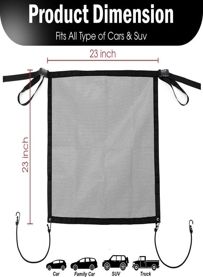 ROCKFEELTEE Universal Dog Car Net Barrier – Sturdy Mesh, Easy Install, Breathable Design, Easy to Clean, Flexible Bungee Cords for Adjustable Fit 23"×23" (Black) - Image 2