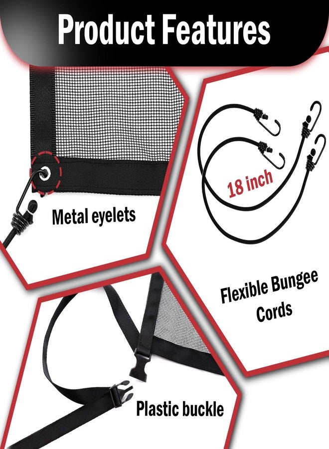 ROCKFEELTEE Universal Dog Car Net Barrier – Sturdy Mesh, Easy Install, Breathable Design, Easy to Clean, Flexible Bungee Cords for Adjustable Fit 23"×23" (Black) - Image 4