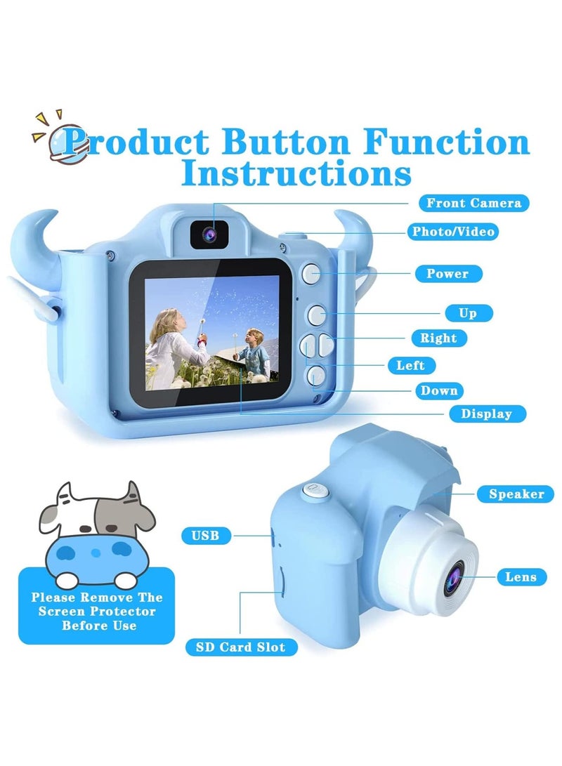 كاميرا رقمية صغيرة للأطفال بدقة 20 ميجابكسل مع شاشة IPS مقاس 2.0 بوصة – كاميرا أطفال عالية الدقة 1080P للأولاد والبنات من عمر 3 إلى 12 سنة – هدية عيد ميلاد (لون أزرق) - Image 4