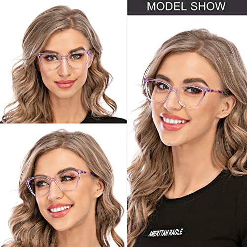 AQWANO Blue Light Block Reading Glasses Women Cateye Computer Readers 1.25 Stylish Designer Anti Glare UV Ray Filter Eyeglasses, Purple 1.25 - Image 5