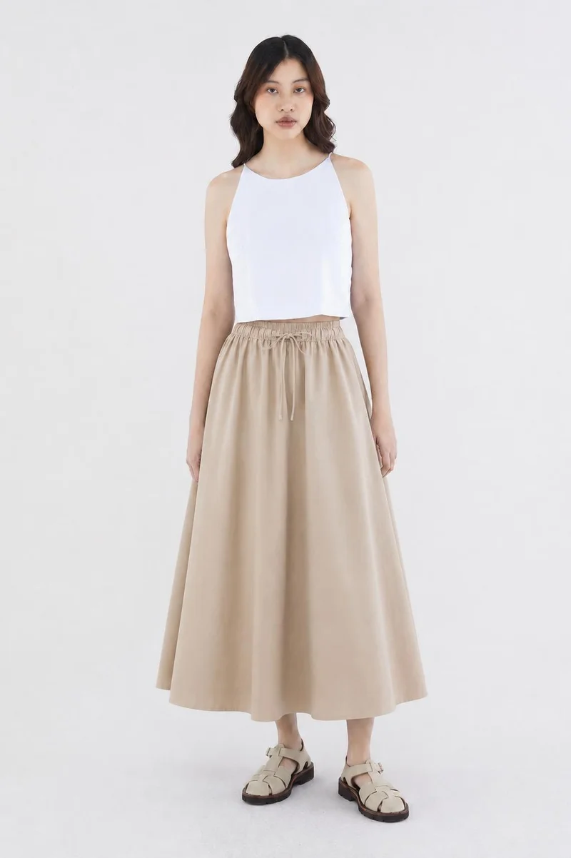 ذا اديتورز ماركت Dellis Drawstring Skirt - Latte