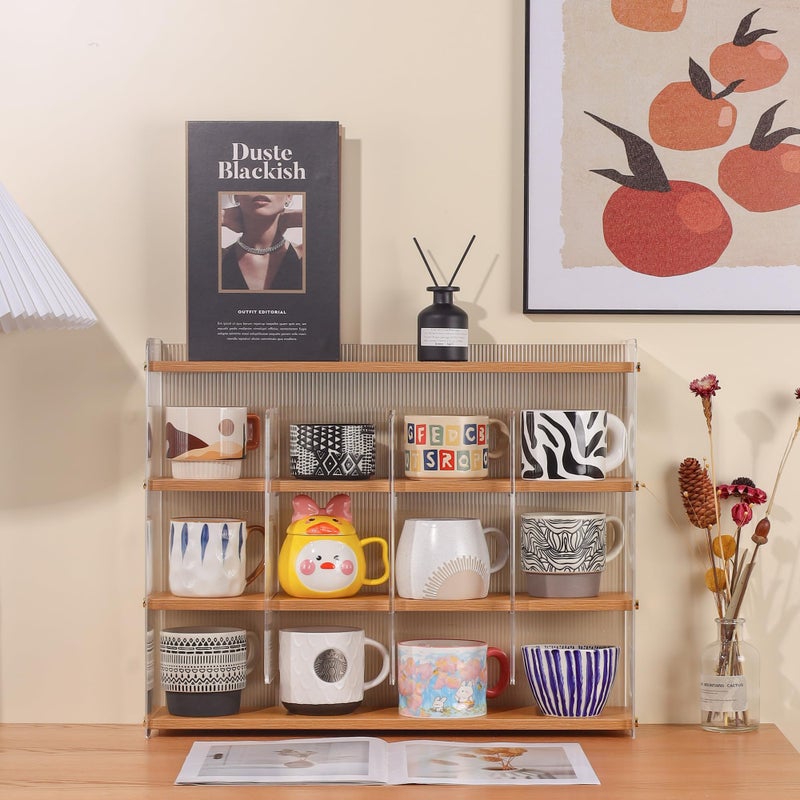 KAOTGOT Coffee Mug Holder Wooden Cup Station Organizer 4-Tier Cup Holder for Coffee Bar Mug Display Rack for Countertop Mug Holder Shelf for Home Kitchen Nut Brown - Image 2