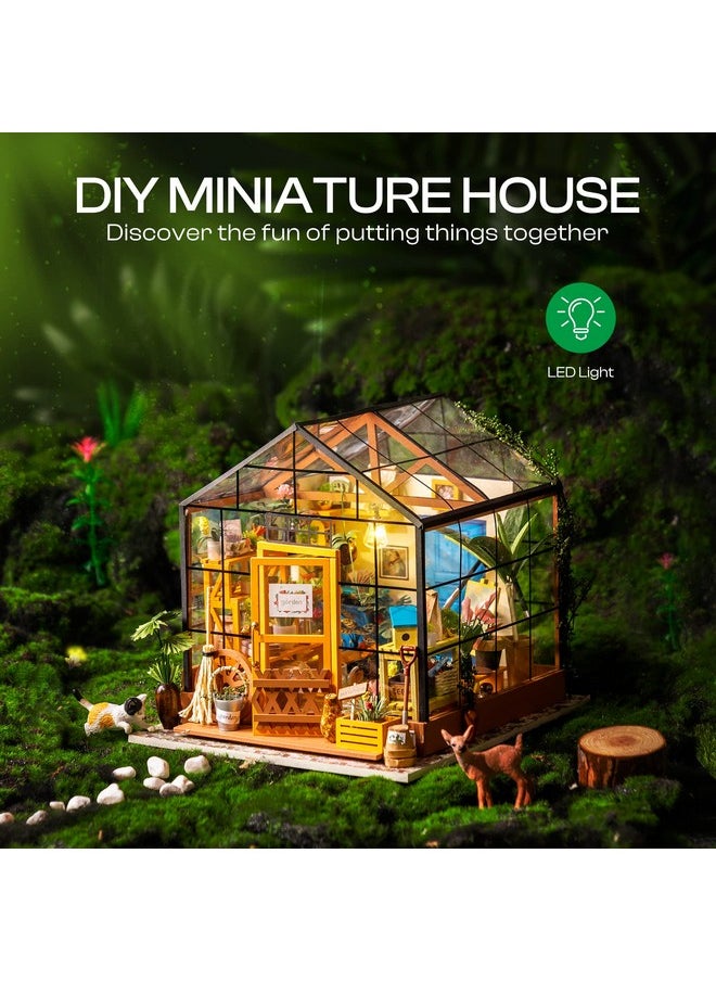 Robotime Diy Dollhouse Wooden Miniature Furniture Kit Mini Green House With Led Best Birthday Gifts  - Image 2