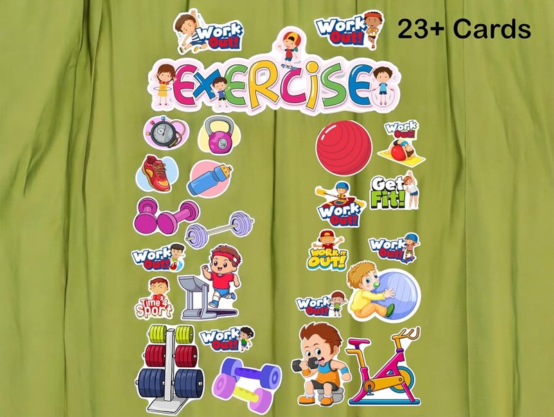 TodFod Gym Exercise Photo Booth Props for Kids, 23+ Fitness Cards for Healthy Lifestyle Photoshoot, Physical Activity Birthday Party, 20+ Themes Available - Image 4