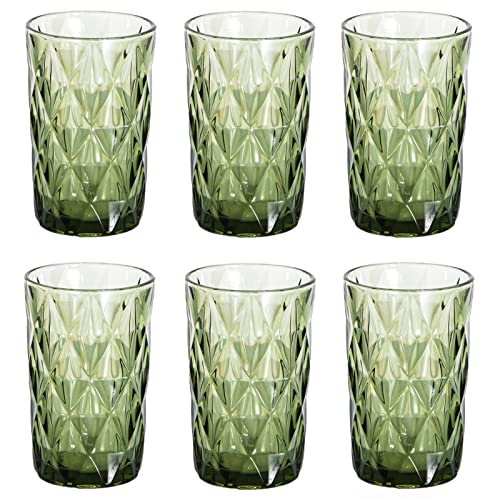 Bandesun Thick Glassware Drinking Glass set of 6 Diamond Kitchen Glasses Tumbler Cup（12 OZ），for Water，Cocktail，Milk，Juice and Beverage. - Image 1