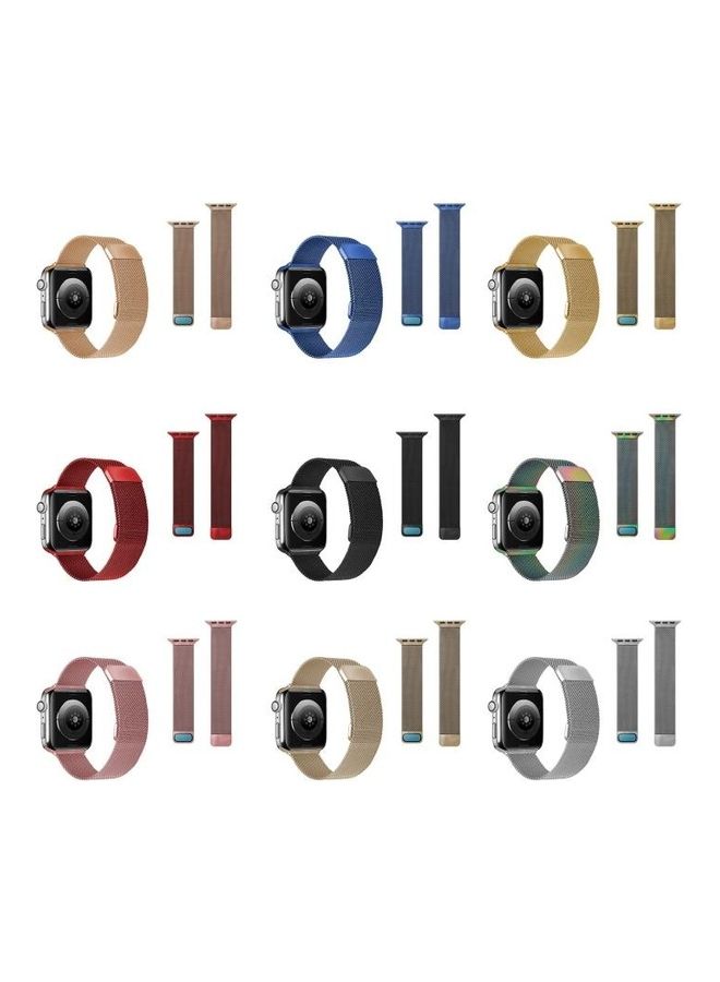 NIBEMINENT Double Section Milanese Magnetic Replacement Strap Band For Apple Watch Series 7/6/5/4/3/2/1/SE 38/40/41mm Silver - Image 5