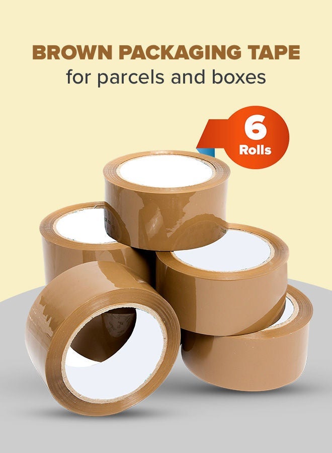 Generic Brown Packing Tape Set – 6 Rolls 48mm × 20 Yard - Image 1