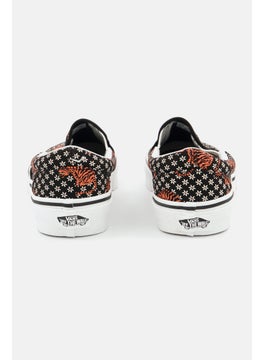 VANS Women Classic Slip On Casual Shoes, Black/White/Orange  - Image 2
