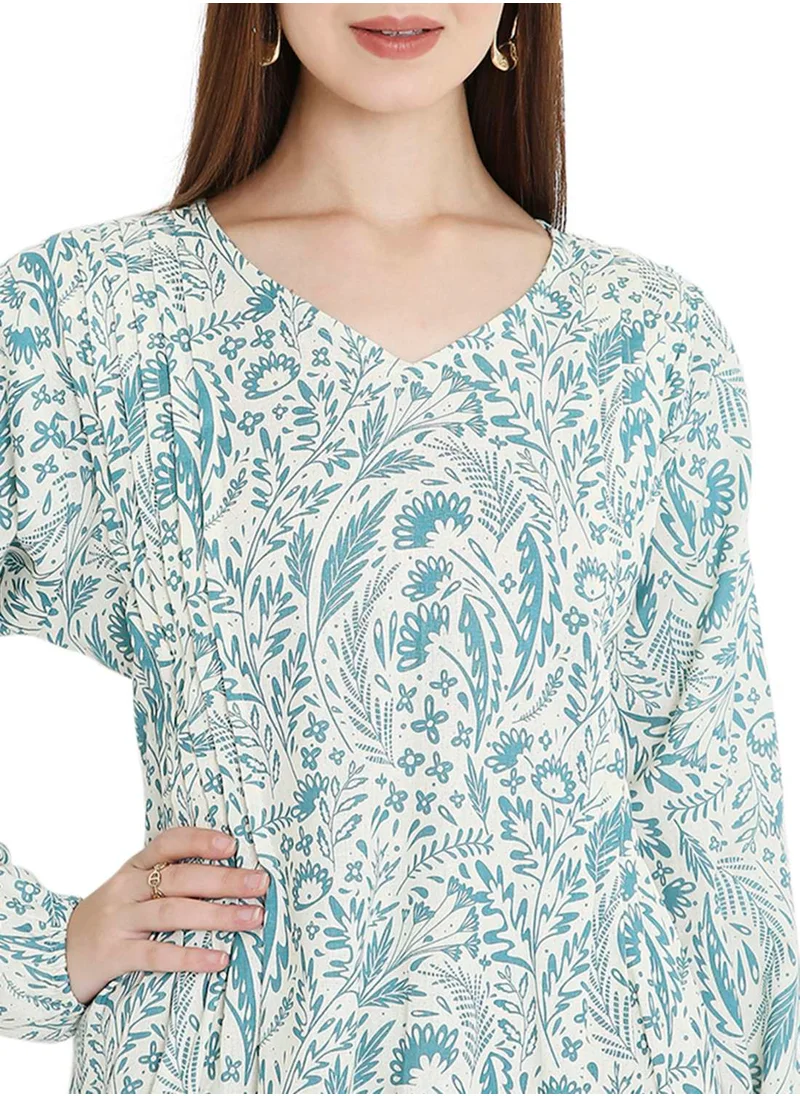 هانا آند سارا HIGH QUALITY SHORT PRINTED FARASHA ARABIC KAFTAN JALABIYA DRESS