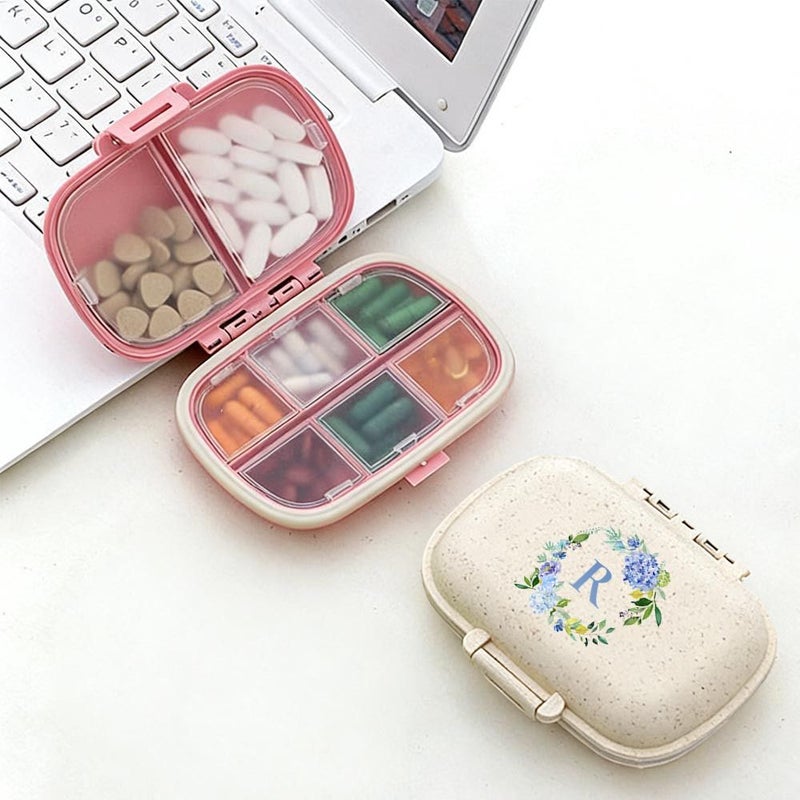Beige Airtight Moisture Proof Pill Case Detachable Compartments Letter Printing - Image 3