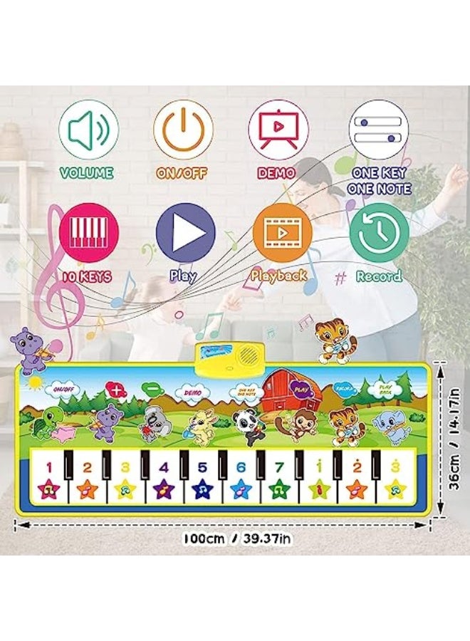 LinJie Piano Music Dance Mat,Baby Musical Mat,Piano Mat For Toddlers With 8 Animal Sounds Blanket Touch Play Mat Gift Toys For 2 3 4 5 6 Years Old Kids Boys Girls  - Image 2