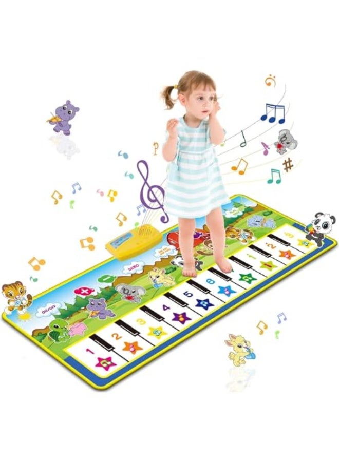 LinJie Piano Music Dance Mat,Baby Musical Mat,Piano Mat For Toddlers With 8 Animal Sounds Blanket Touch Play Mat Gift Toys For 2 3 4 5 6 Years Old Kids Boys Girls  - Image 1