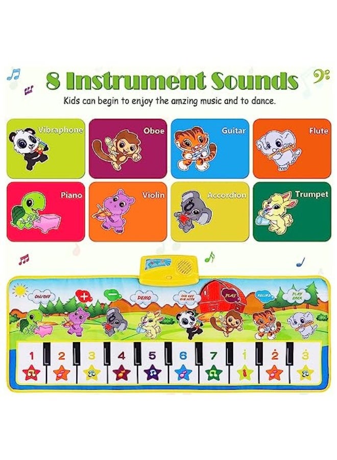 LinJie Piano Music Dance Mat,Baby Musical Mat,Piano Mat For Toddlers With 8 Animal Sounds Blanket Touch Play Mat Gift Toys For 2 3 4 5 6 Years Old Kids Boys Girls  - Image 3