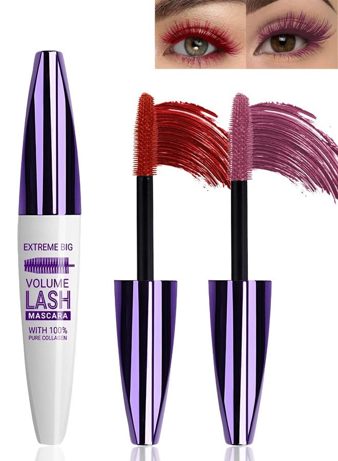 LYSdefeu 5D Burgundy Bright Red Mascara for Eyelashes, Waterproof Mascara for Women - Image 1