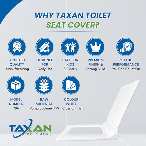TAXAN POLYMERS TAXAN Rectangle Toilet Seat Cover (44.5 cm x 34.5 cm) | White Seat Cover With Soft Close Mechanism,Glossy Finish,Easy To Clean |Western Toilet Cover For Bathroom with Installation Kit - Image 4