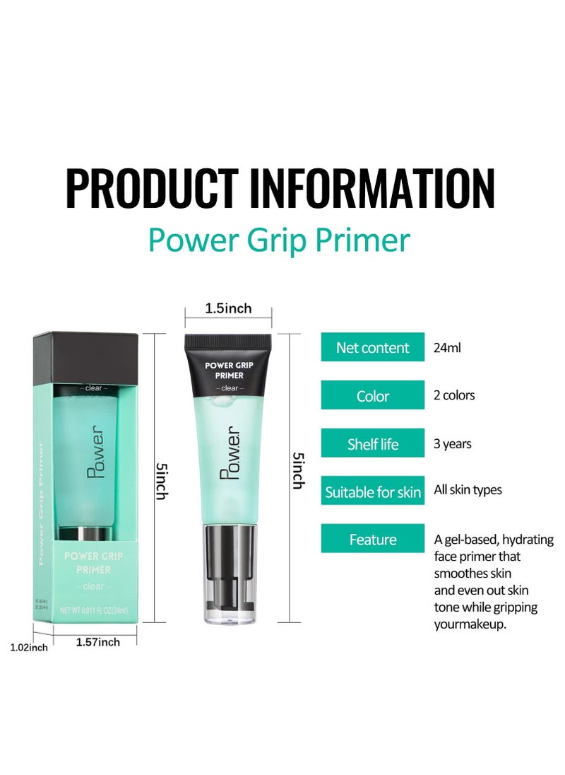 SYOSI Power Grip Primer 2 Pcs Hydrating Face Primer Gel Perfect Base Face Primer for Wrinkles Gel-Based and Hydrating Face Primer for Smoothing Skin and Gripping Makeup 24 ml