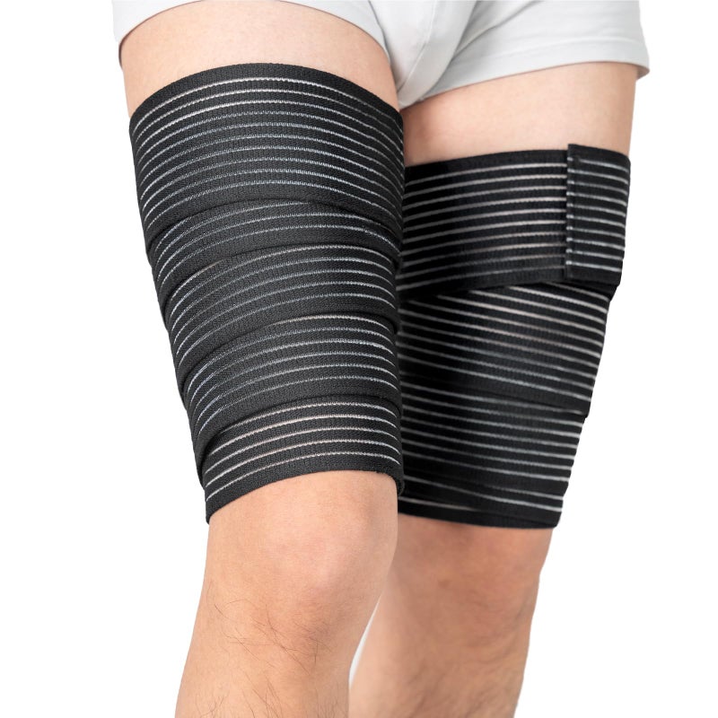 Zuscot 2 Pcs Hamstring & Thigh Compression Wraps, Adjustable Thigh Compression Braces, Quad Support for Men and Women, Versatile Compression Bandages for Knee, Calf, Arm - Image 1