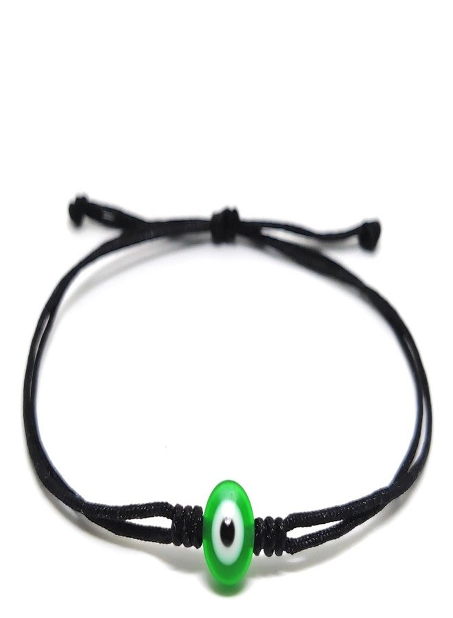 Jewel string Green Evil eye with black cord bracelet for girls boys (unisex) size 5 inch to 8 inch wrist - Image 3