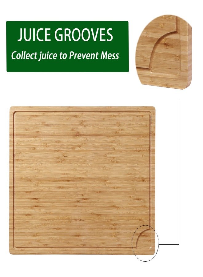 GAOMON 24 x 18 Bamboo Cutting Board, Large Kitchen Chopping Board for Meat, Butcher Block Cutting Board, Carving Board with Handle and Juice Groove for Turkey, Meat, Vegetables, BBQ - Image 3