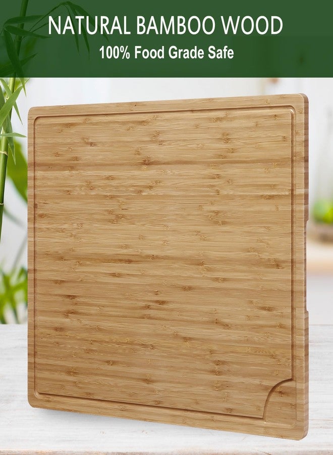 GAOMON 24 x 18 Bamboo Cutting Board, Large Kitchen Chopping Board for Meat, Butcher Block Cutting Board, Carving Board with Handle and Juice Groove for Turkey, Meat, Vegetables, BBQ - Image 4