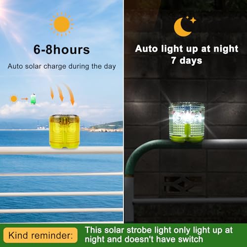 Aolyty Solar Strobe Warning Light Strong Magnetic Base Flashing Super Bright 360 Degree Automatically Turn On Waterproof for Construction Traffic Factory White - Image 5