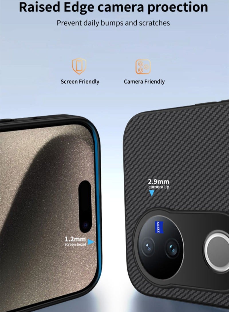 general Magnetic Case Compatible with Vivo X200 FE 5G Leather Case Carbon Fiber Texture Anti-Fall Shockproof Protective Back Cover Built-in Magnet Fits Car Mount Holder - Image 3