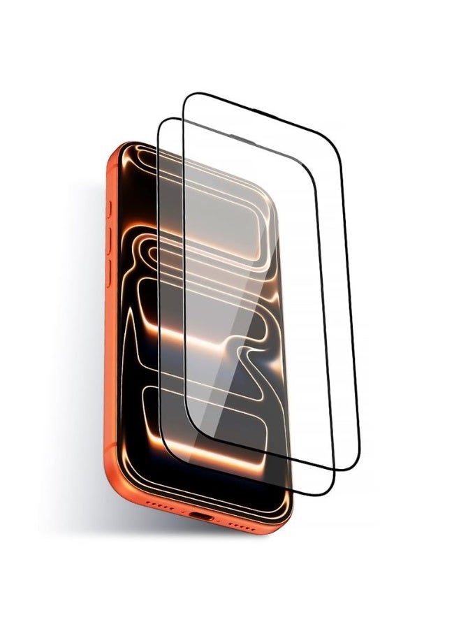 O Ozone (Pack of 2) Screen Protectors Compatible With iPhone 17 Pro Max| Full Coverage Tempered Glass Film 9H Hardness Easy Installation Bubble Free - Black - Image 1