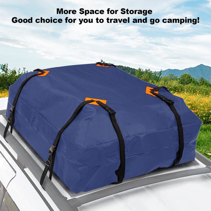 Cargo Bag Car Roof Cargo Carrier Universal Luggage Bag Storage Cube Bag Thickened 600D Waterproof Blue for Travel Camping - Image 3
