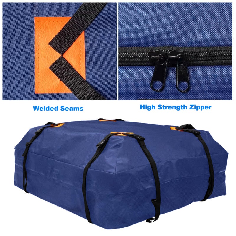 Cargo Bag Car Roof Cargo Carrier Universal Luggage Bag Storage Cube Bag Thickened 600D Waterproof Blue for Travel Camping - Image 4