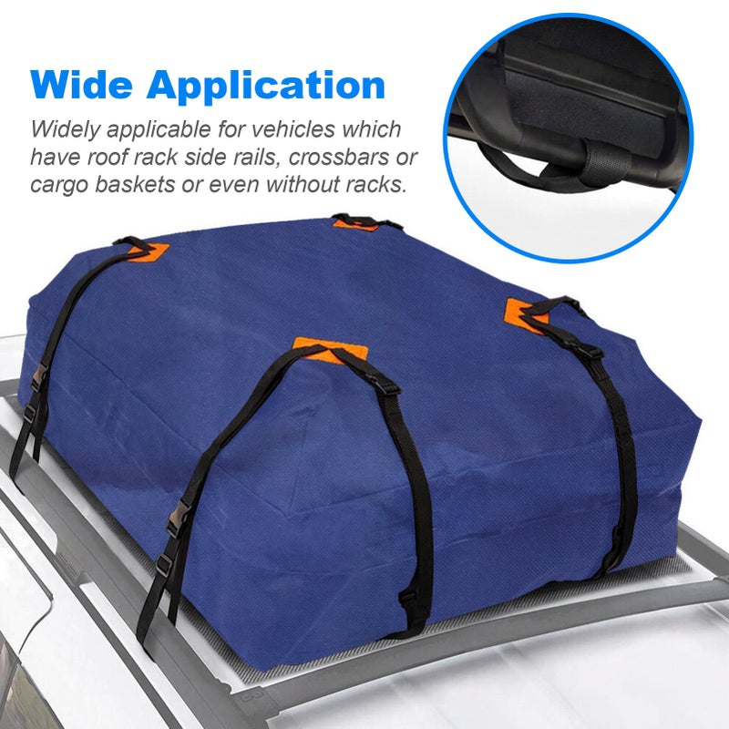 Cargo Bag Car Roof Cargo Carrier Universal Luggage Bag Storage Cube Bag Thickened 600D Waterproof Blue for Travel Camping - Image 5