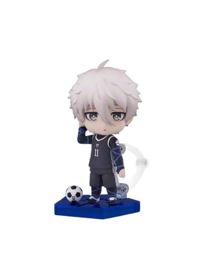 HALAMODO Blue Lock 10cm Articulated Chibi Seishiro Nagi Anime Figure, Adorable Desk Ornament and Cute Birthday Gift - Image 1