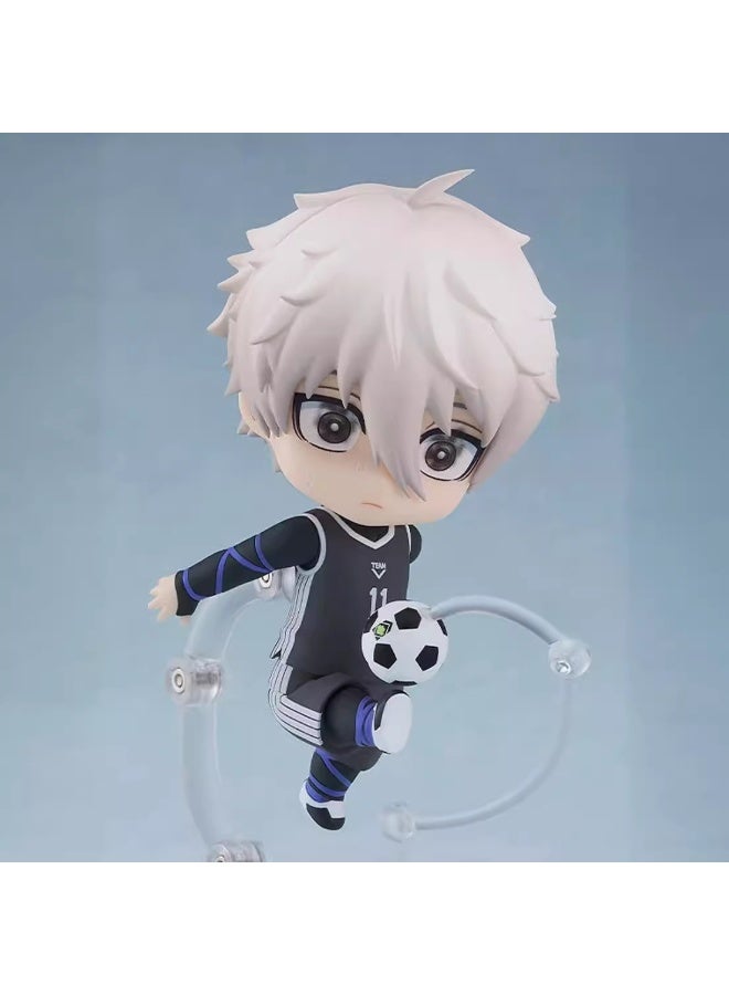 HALAMODO Blue Lock 10cm Articulated Chibi Seishiro Nagi Anime Figure, Adorable Desk Ornament and Cute Birthday Gift - Image 2